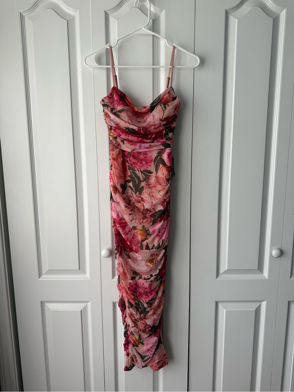 Express Pink Floral Cowl Neck Maxi Dress